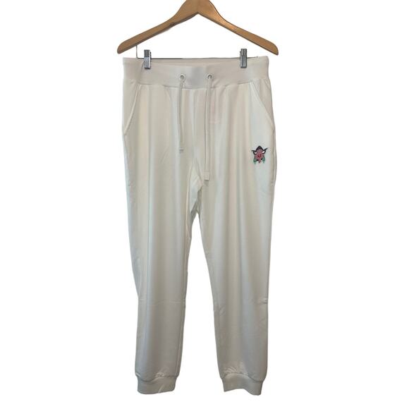 Badgley Mischka White Jogger Style Lounge Pants Size Large - Picture 1 of 8